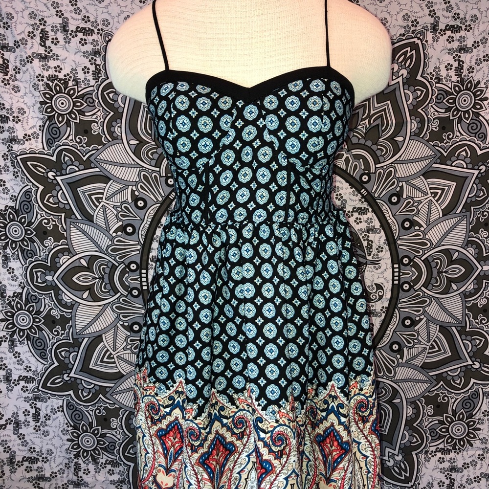 Boho empire dress with pockets, size M